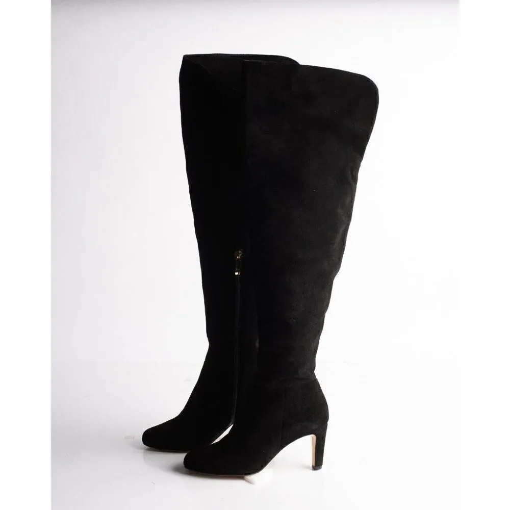 L'AGENCE Womens Black Suede Over the knee Boots EU 36 US 6 Low Heel New in Box